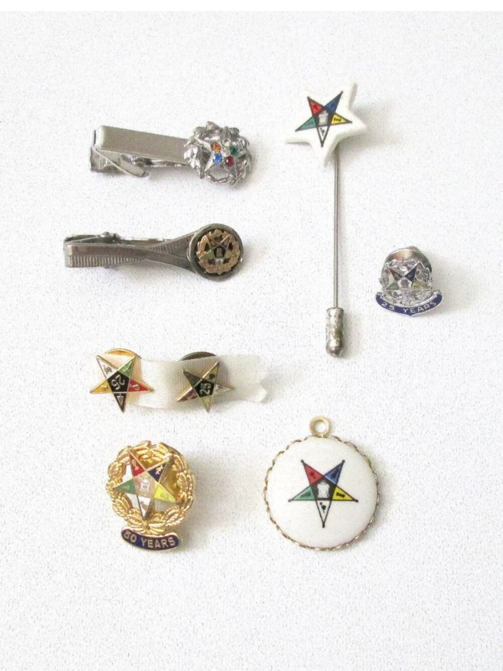 Vintage Masonic Jewelry Lot Freemasons 8 Pieces Clasps Tie Tacks Stickpin Charm